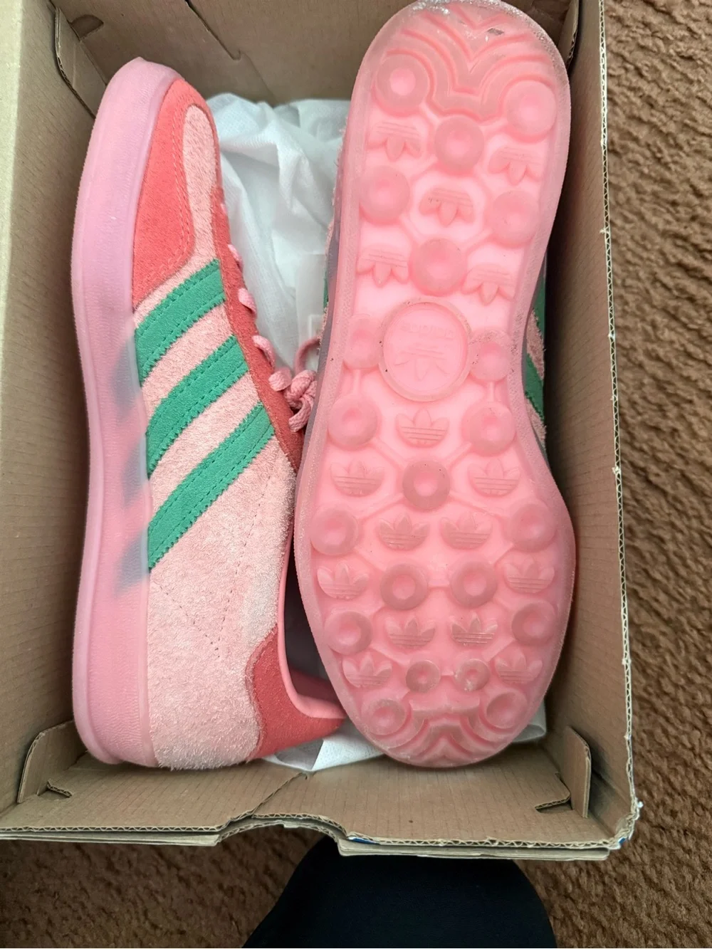 adidas Gazelle Pink and Green Women's Athletic Shoes